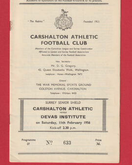 Carshalton Athletic v Devas Institute 1956 Surrey Senior Shield