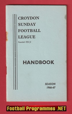 Croydon Sunday Football League Handbook 1966 – 1967