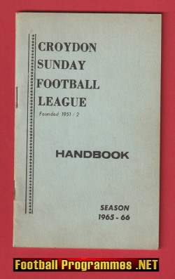 Croydon Sunday Football League Handbook 1965 – 1966