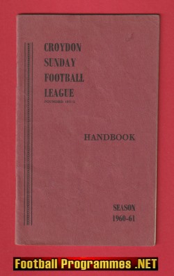 Croydon Sunday Football League Handbook 1960 – 1961