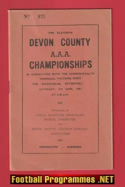 Devon County Amateur Athletic Association Championship Book 1961