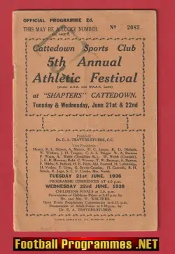 Cattedown Annual Athletic Festival 1938 - 1930's