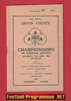 Devon County Amateur Athletic Association Championship Book 1960