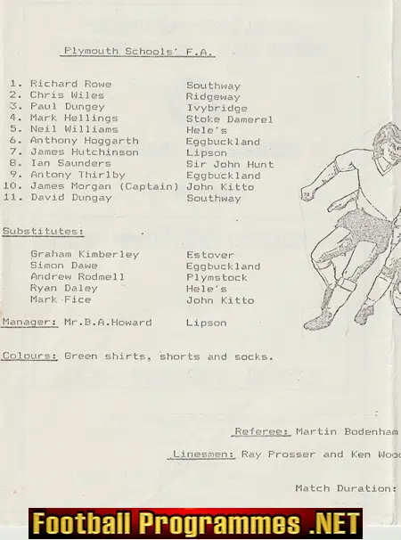 Plymouth v Yeovil 1990 - English Schoolboys Under 15 Trophy