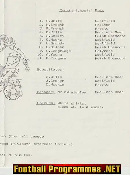 Plymouth v Yeovil 1990 - English Schoolboys Under 15 Trophy