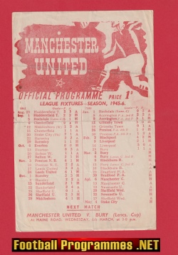Manchester United v Bury 1946 – Man Utd 1940’s Programmes
