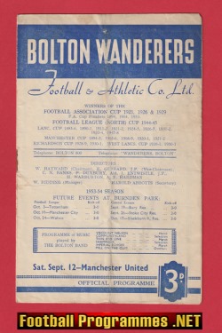Bolton Wanderers v Manchester United 1953 – Man Utd