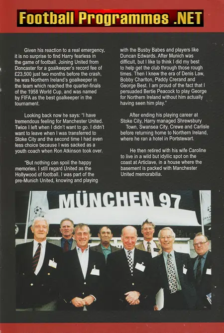 Sportsman's Dinner Menu SIGNED Harry Gregg + Bert Trautmann 2010