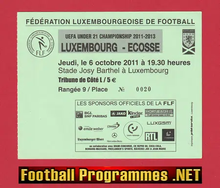 Luxembourg v Scotland 2011 – Ticket U21 Under 21’s Championship