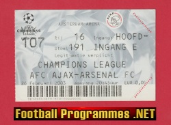 Ajax v Arsenal 2003 – Football Ticket Amsterdam Dutch