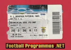 Benfica v Glasgow Celtic 2006 - Football Ticket Portugal