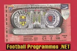 St Mirren v Glasgow Rangers 2010 - Scottish LG Cup Final Ticket