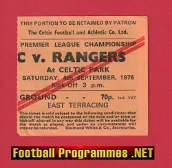 Glasgow Celtic v Glasgow Rangers 1976 - Football Ticket Scotland
