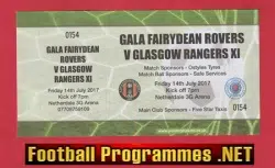 Gala Fairydean Rovers v Glasgow Rangers 2017 - Football Ticket