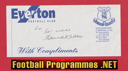 Everton Football Club Official Comps Slip Signed Howard Kendal