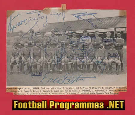 Peterborough United Football Club Multi Signed Picture 1968 – 69