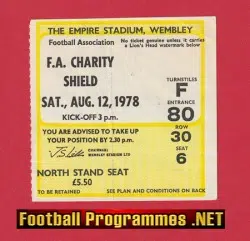 Ipswich Town v Nottingham Forest 1978 - Charity Shield Ticket