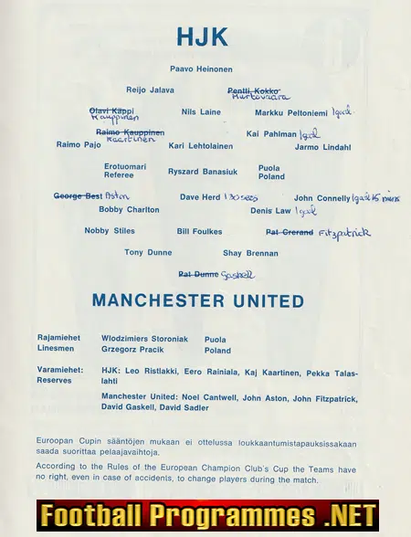 HJK Helsinki v Manchester United 1965 - Finland - Man Utd