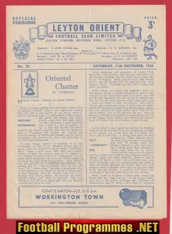 Leyton Orient v Workington Town 1954 - 1950s Programme