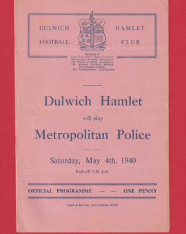 Dulwich Hamlet v Metropolitan Police 1940 – 40s Programme