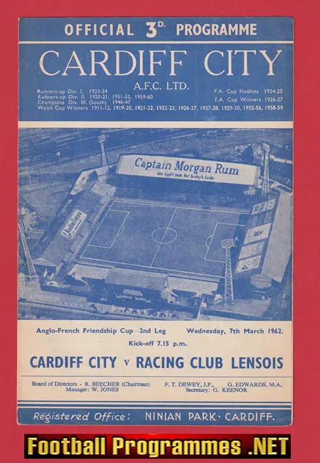 Cardiff City v Racing Club Lensois 1962 – France French Team