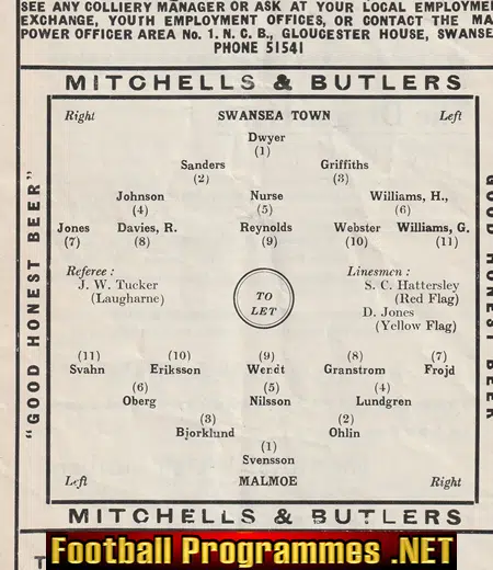 Swansea Town v Malmoe 1961 - Sweden