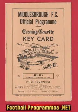 Middlesbrough v Bury 1961