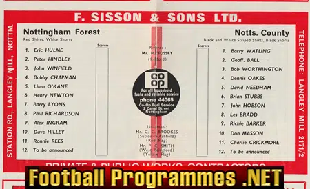 Nottingham Forest v Notts County 1970 - FA County Cup Final