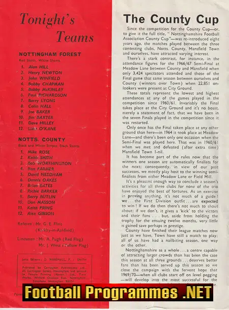 Nottingham Forest v Notts County 1969 - FA County Cup Final