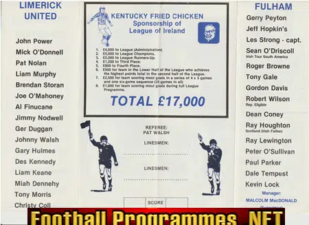 Limerick United v Fulham 1982 - Friendly Match Ireland
