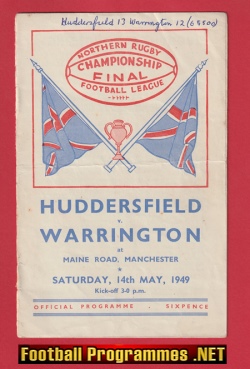 Huddersfield Rugby v Warrington 1949 – Championship Cup Final