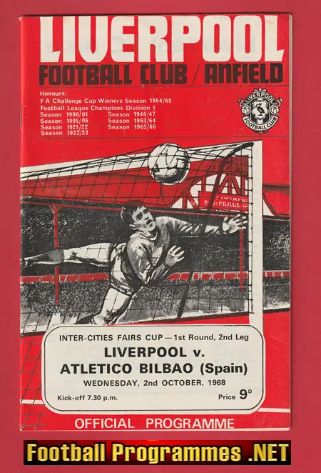 Liverpool v Athletic Bilbao 1968 - Fairs Cup Match Programme