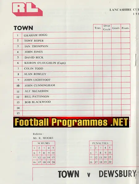 Workington Town Rugby v Huyton 1981 - Lancashire Cup