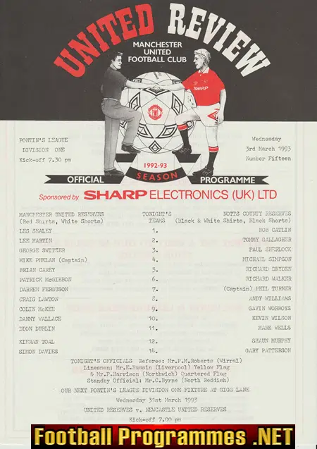Manchester United v Notts County 1993 - Reserves + Dion Dublin