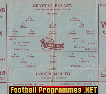Crystal Palace v Derby County 1953