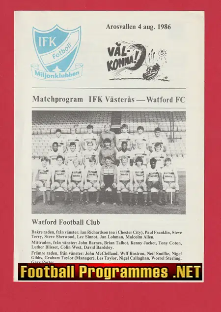 IFK Vasteras v Watford 1986 – Sweden