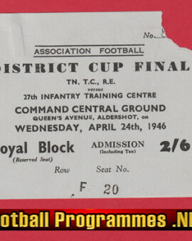27th Infantary Training Centre v TN TC 1946 – Cup Final Ticket