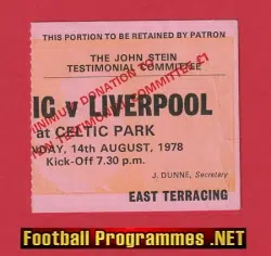 Glasgow Celtic v Liverpool 1978 - Football Ticket 1970's
