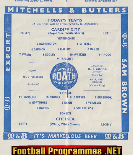 Cardiff City v Chelsea 1960