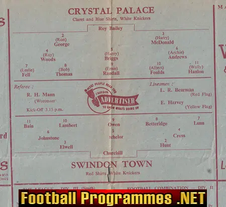 Crystal Palace v Chelsea 1953