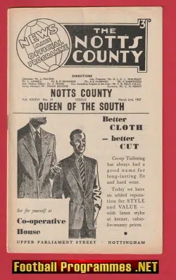 Notts County v Queen Of The South 1957