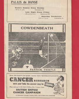 Cowdenbeath v Partick Thistle 1950s ? – to clear