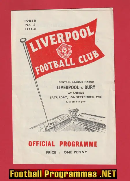 Liverpool v Bury 1960 – Central League Reserves Match