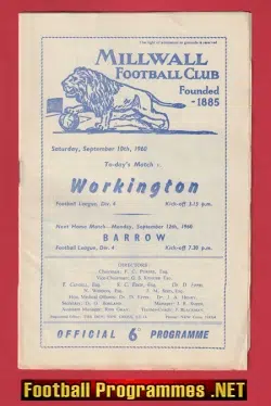 Millwall v Workington 1960