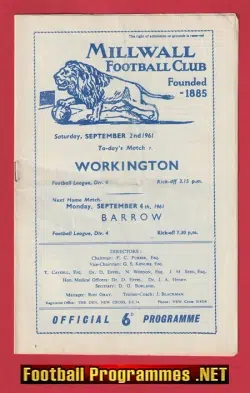 Millwall v Workington 1961