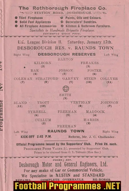 Desborough Town v Raunds Town 1950s - Reserves Game