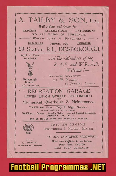 Desborough Town v Raunds Town 1950s - Reserves Game