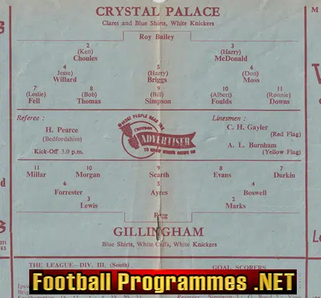 Crystal Palace v Gillingham 1953 - 1950s