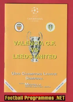 Valencia v Leeds United 2001 – Spain + Newspaper Souvenir