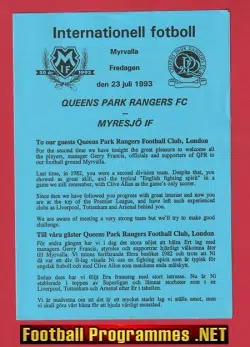 Myresjo IF v QPR 1993 - Friendly Match Sweden